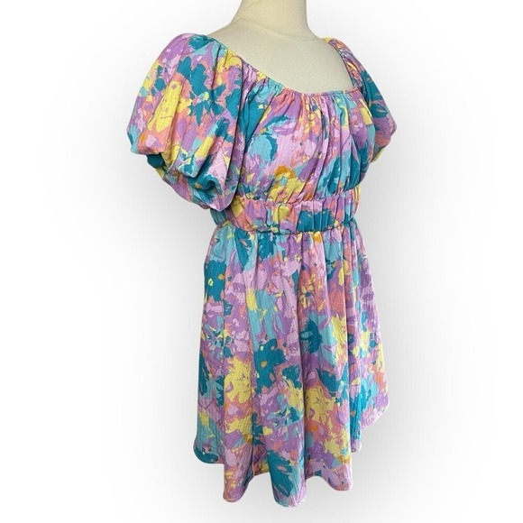 NWT‎ SUNLAND17 Puff-Sleeve Mini Dress, Medium - Picture 3 of 7